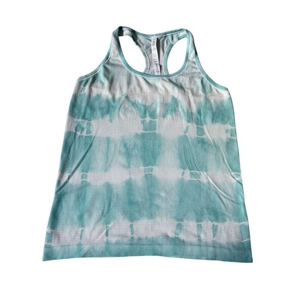 Lululemon Swiftly Tech Racerback Tank Top Sz 10 Tranquil Blue White Tie Dye - Picture 3 of 8